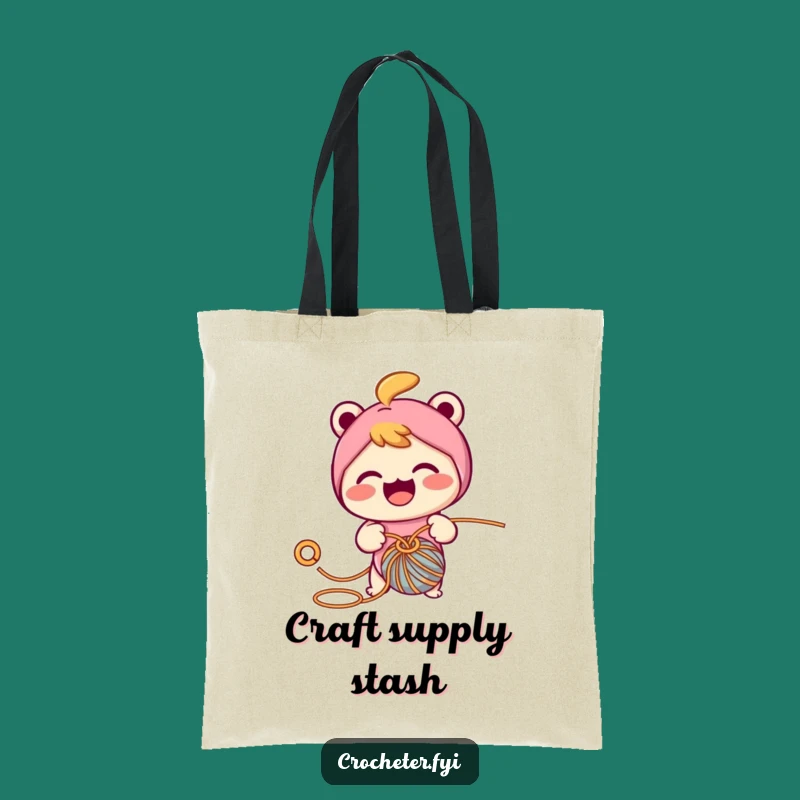 Funny Crochet Character Tote Bag - Enthusiastic Crafter Bag, Perfect Yarn Gift