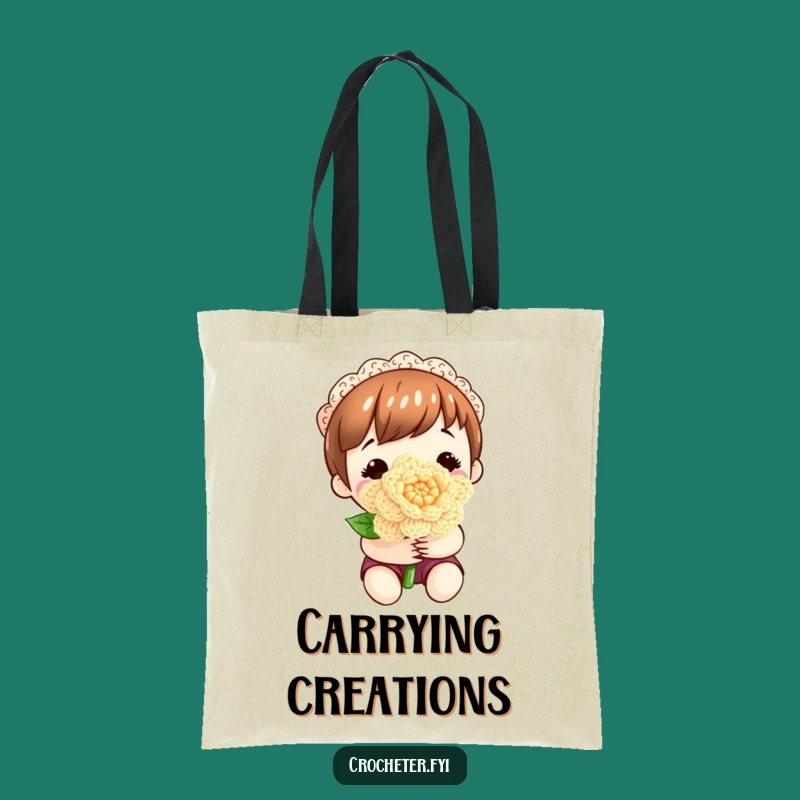 Funny Crocheted Flower Tote Bag: Content Crafter's Project Carrier