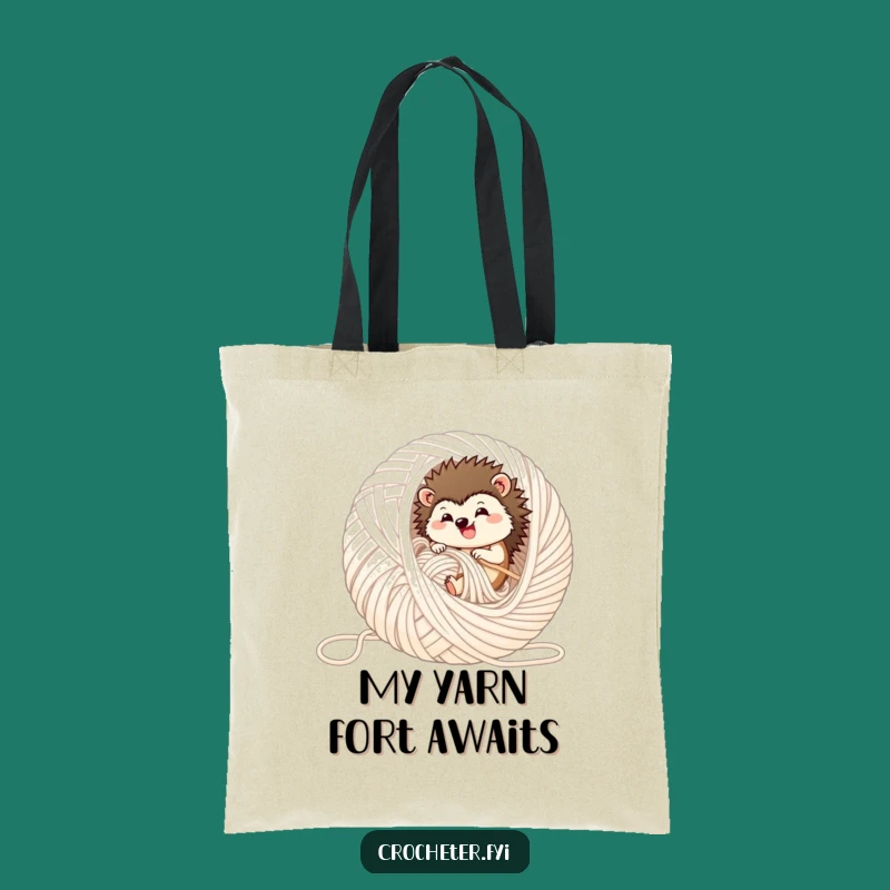 Funny Hedgehog Yarn Ball Tote Bag - Carry Your Cozy Essentials!