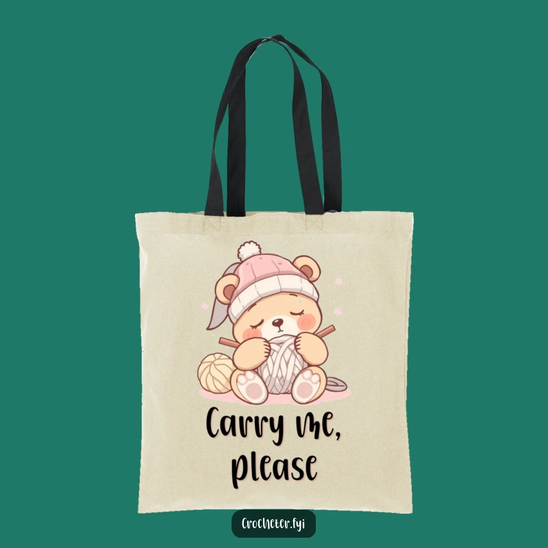 Funny Sleepy Bear Crochet Tote Bag: Chic & Humorous Craft Accessory Gift