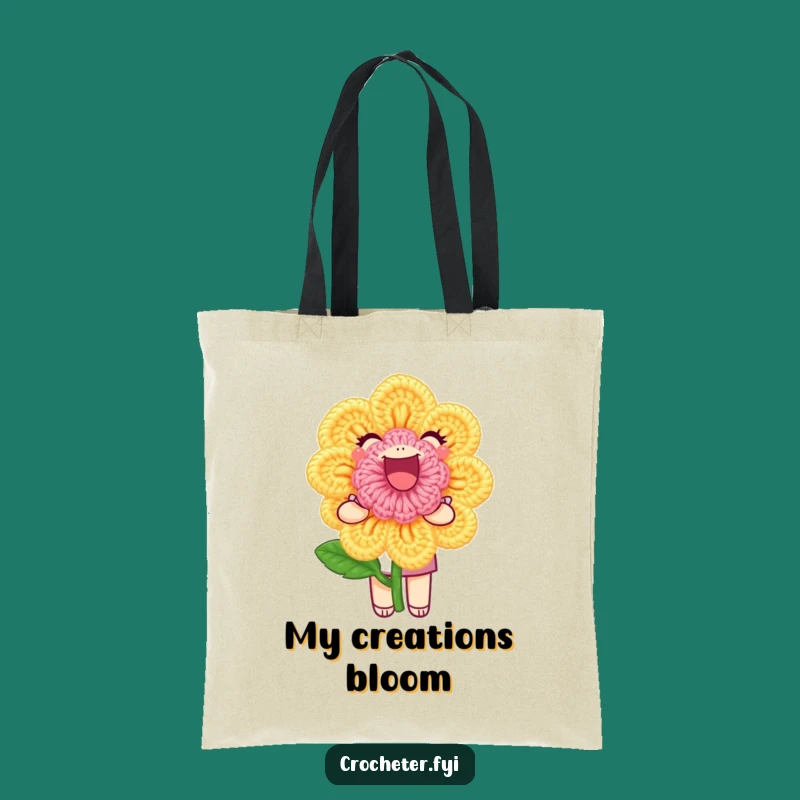 Funny Crochet Flower Tote Bag - Carry Your Yarn and Crafty Pride